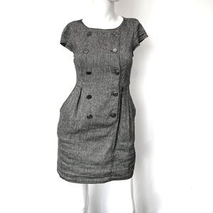 Kimchi Blue Short Sleeve Gray Linen Dress with pockets